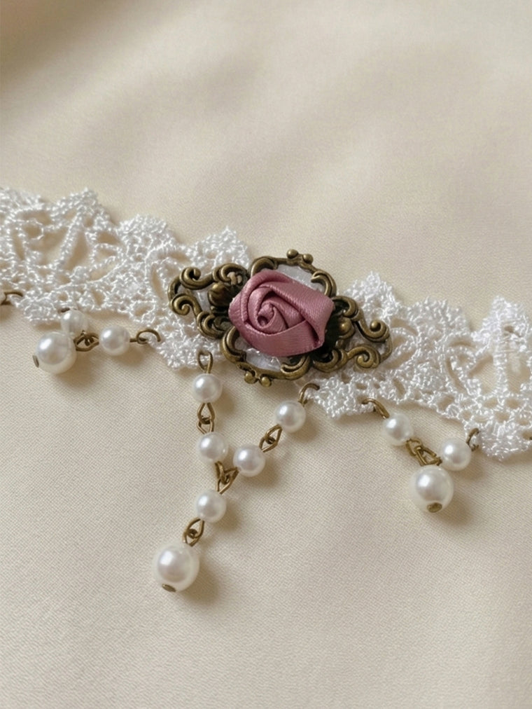 White Lace Choker with polyester fabric | N3056 | image 4