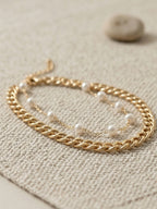 Pearl Double-Layer Chain Anklet with zinc alloy details | JL7429-01 | image 4