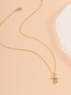 Gold-Tone Cross Pendant Necklace with zinc-alloy hardware | NA604-01 | image 4