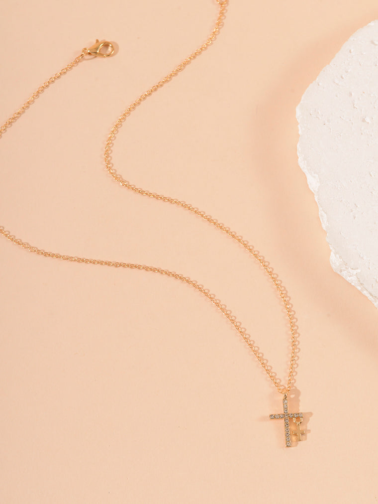 Gold-Tone Cross Pendant Necklace with zinc-alloy hardware | NA604-01 | image 4