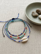 Blue braided three-piece bracelet set with adjustable pull cords | BRA581-01 | image 4