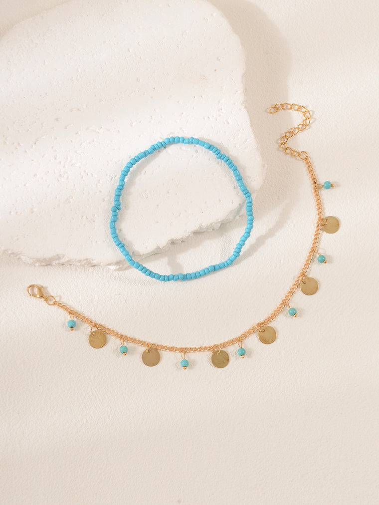 Beaded Bohemian Anklet Set with zinc alloy details | JL7334-01 | image 4
