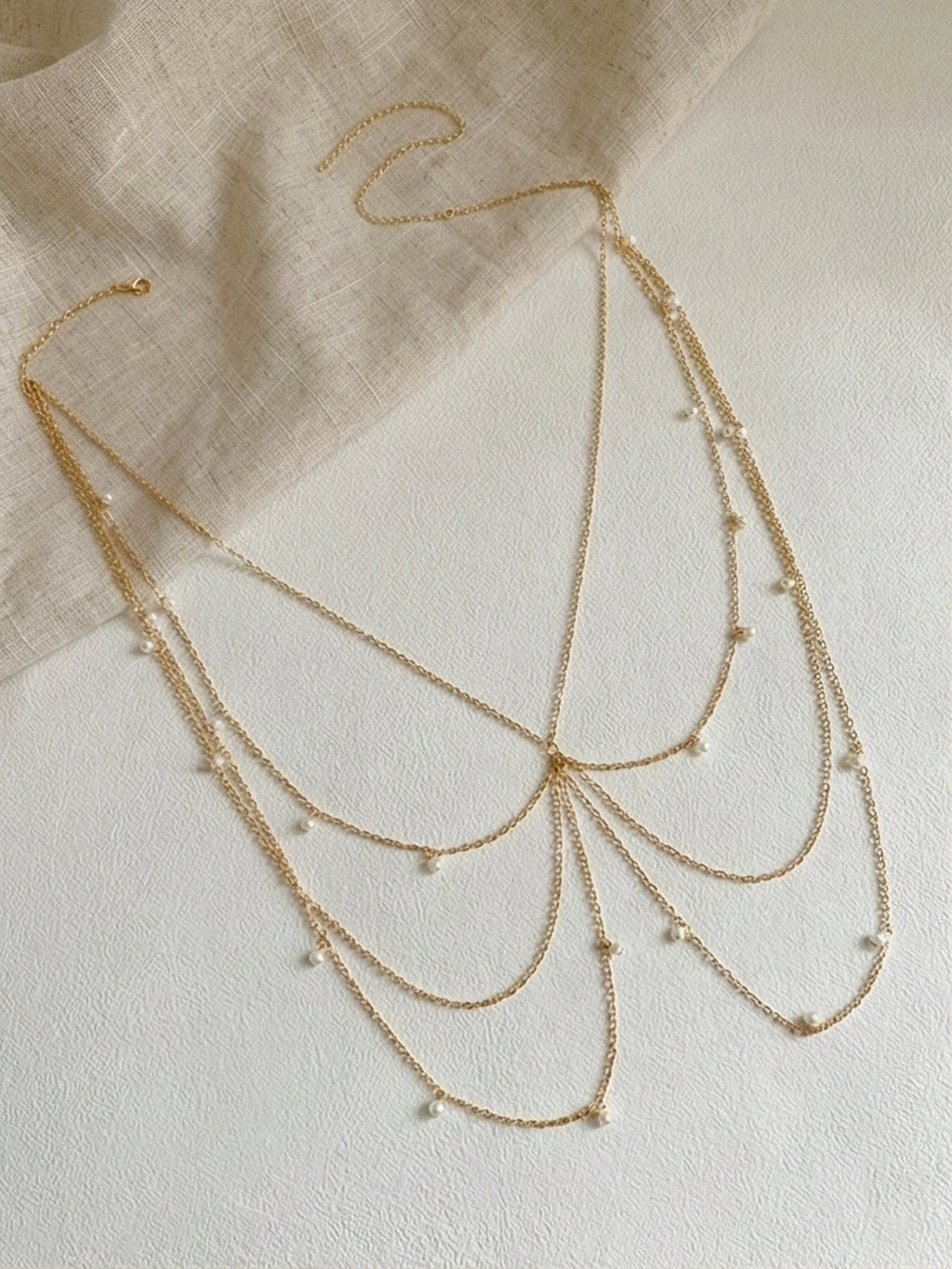 Gold-Tone Pearl Tassel Waist Chain with zinc-alloy details | BCN0238-01 | image 4