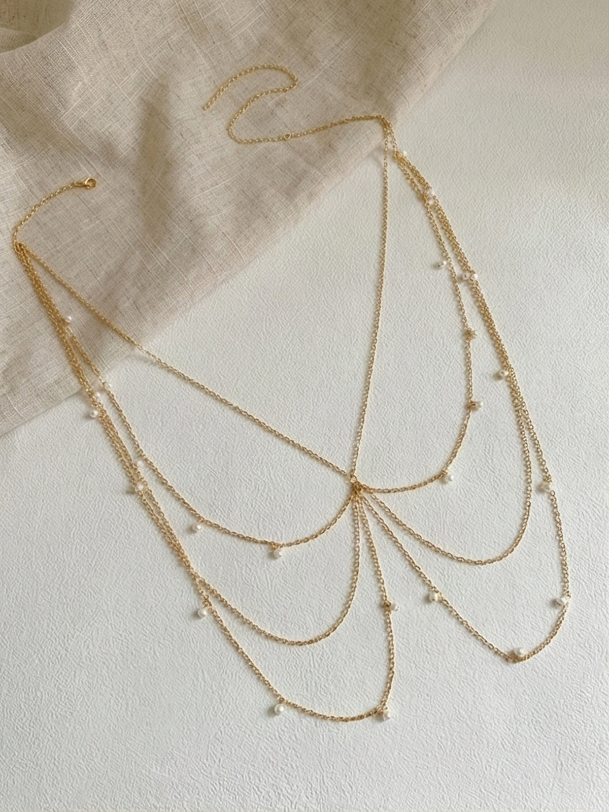 Gold-Tone Pearl Tassel Waist Chain with zinc-alloy details | BCN0238-01 | image 4