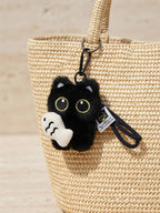 Black cat plush keychain with strawberry accent | KCA077-01 | image 4