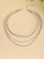 Four Layer Faux Pearl Chain Necklace with zinc-alloy hardware | NA490-01 | image 4