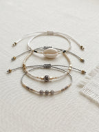 White braided three-piece bracelet set with adjustable pull cords | BRA519-01 | image 4