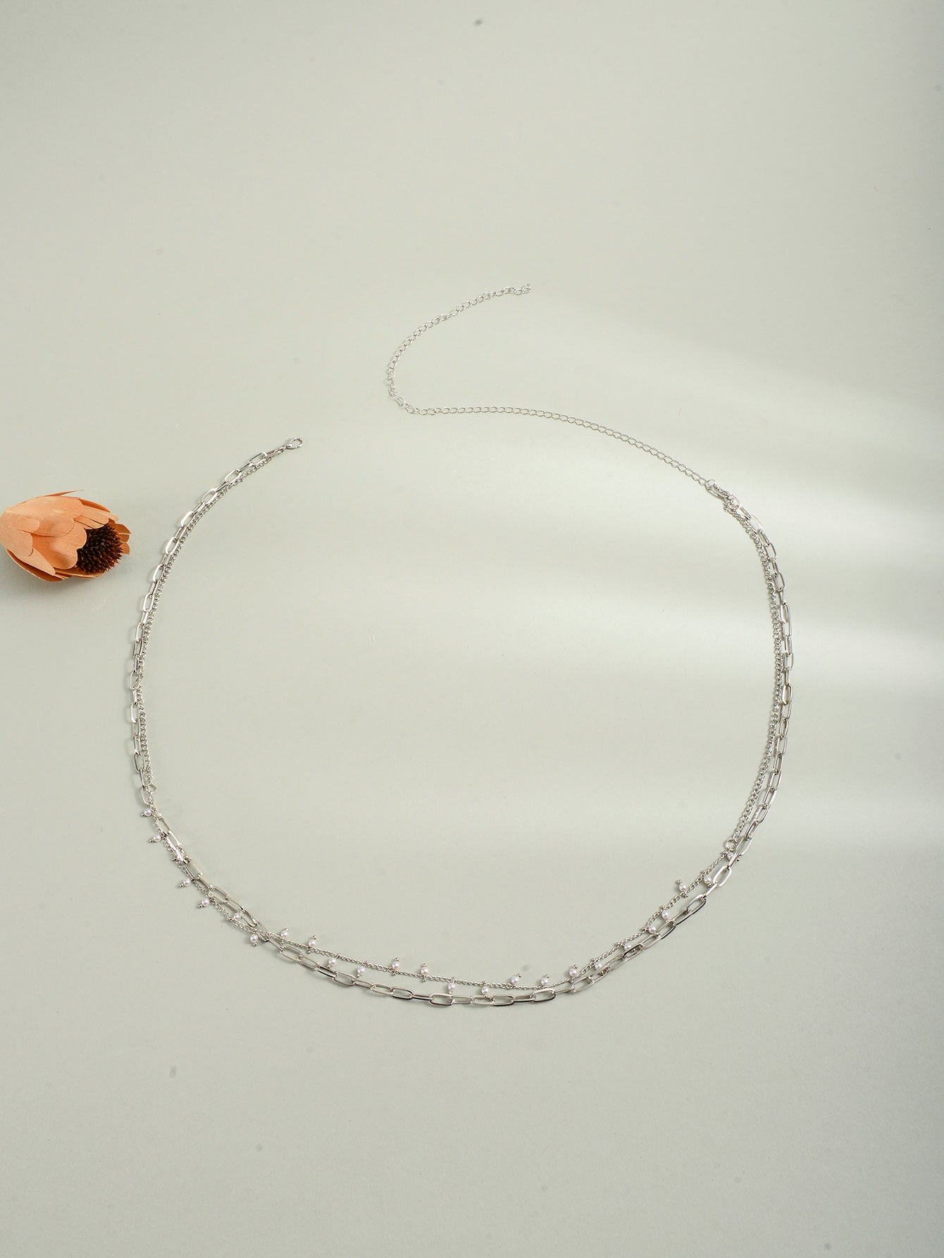 Silver-Tone Pearl Double-Layer Waist Chain with zinc-alloy details | BCN0242-02 | image 4