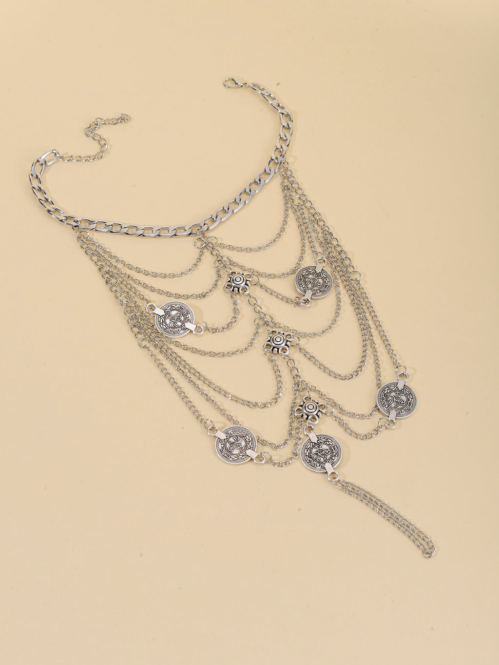 Silver-Tone Coin Layered Toe Anklet with zinc alloy details | JL7331-01 | image 4