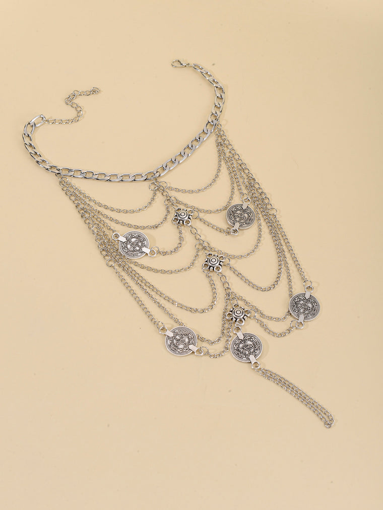 Silver-Tone Coin Layered Toe Anklet with zinc alloy details | JL7331-01 | image 4