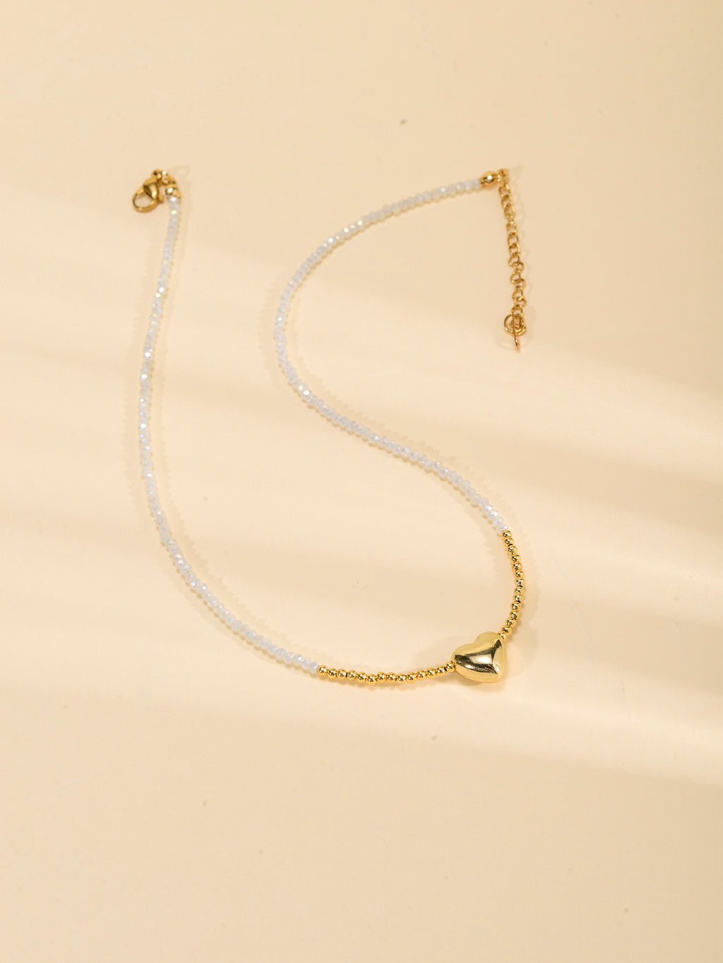 White Crystal Heart Necklace with zinc-alloy hardware | NA493-01 | image 4
