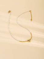 White Crystal Heart Necklace with zinc-alloy hardware | NA493-01 | image 4