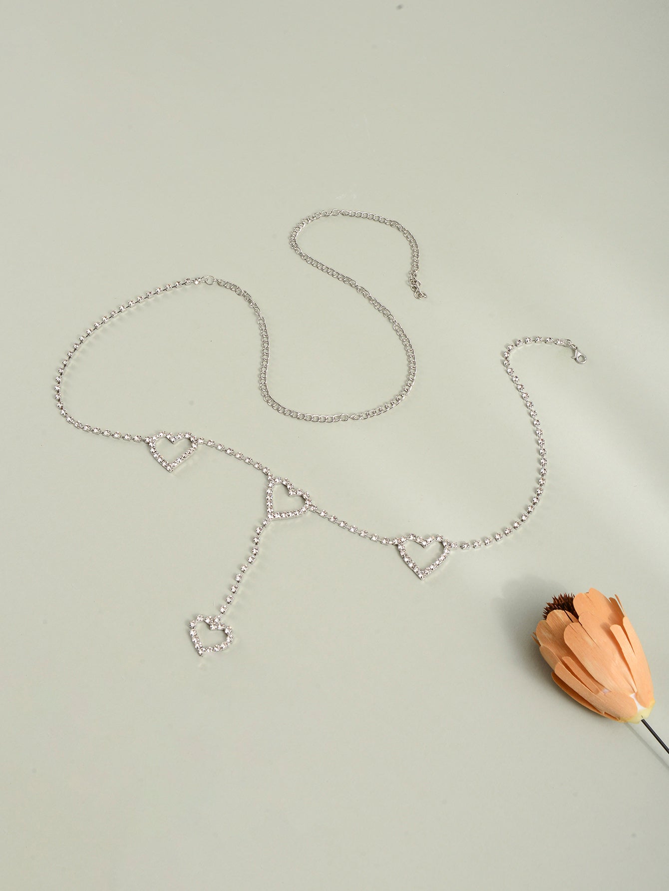 Silver-Tone Zircon Heart Waist Chain with synthetic zircon details | BCN0249-01 | image 4