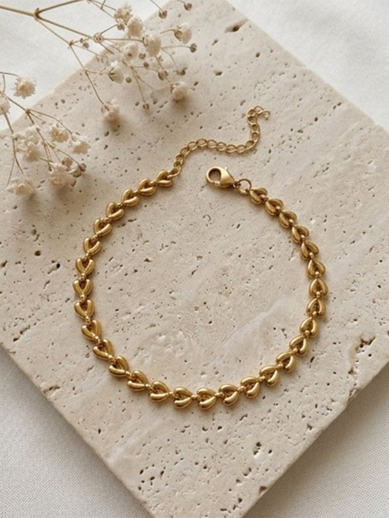 Gold-Tone Heart Tassel Anklet with stainless steel details | JL7431-01 | image 4