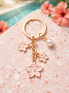 Pink cherry blossom keychain with pearl details | KCA070-12 | image 4