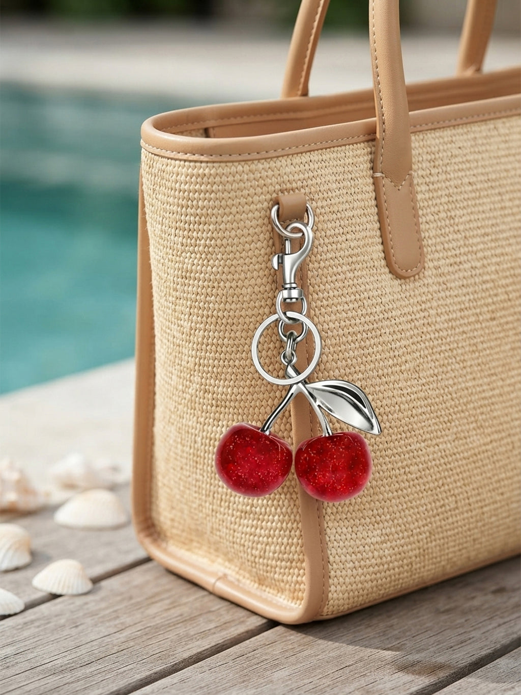Red resin cherry keychain and bag charm | KCA084-02 | image 4