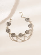 Silver-Tone Coin Anklet with zinc alloy details | JL7332-01 | image 4