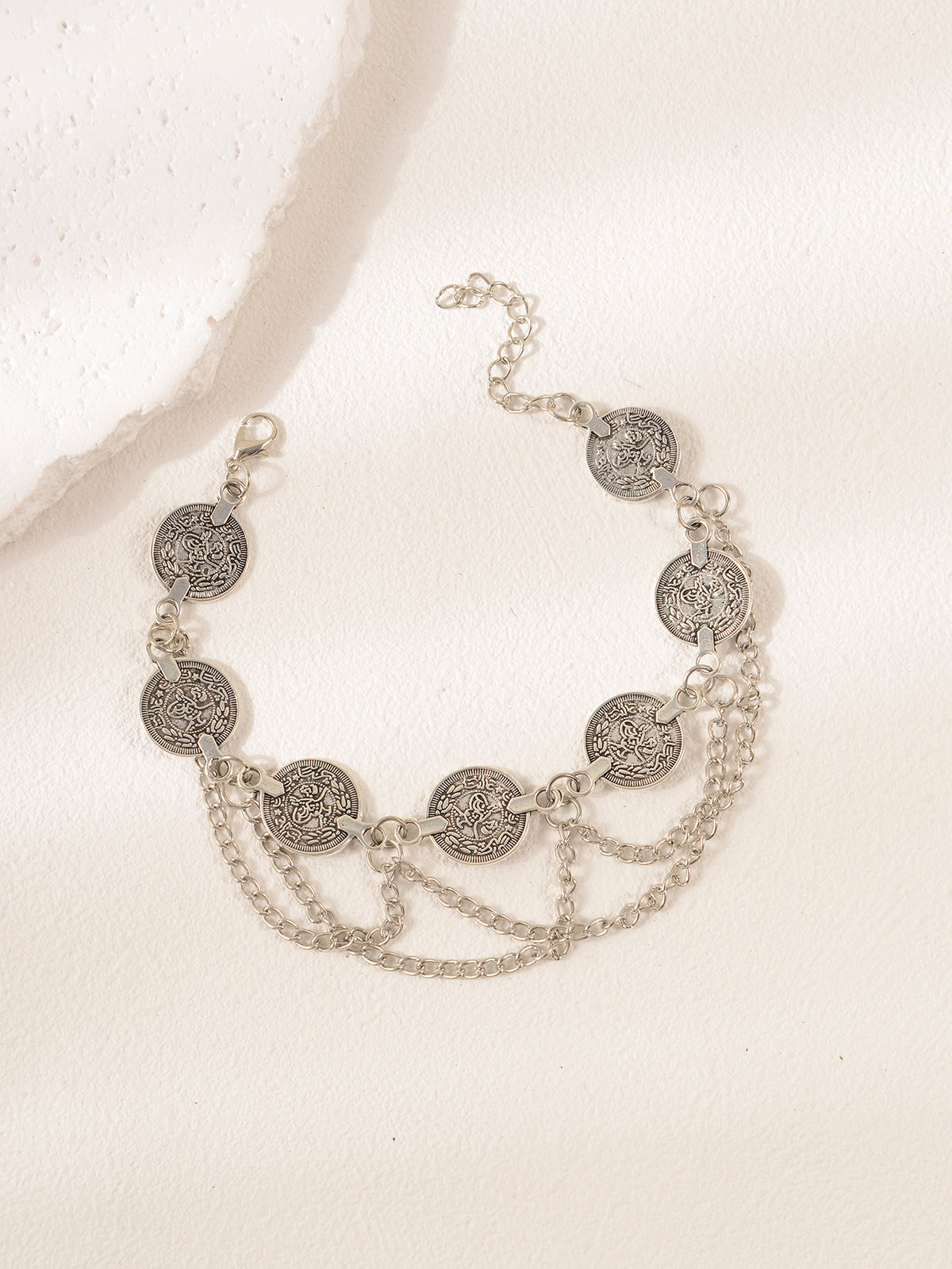 Silver-Tone Coin Anklet with zinc alloy details | JL7332-01 | image 4