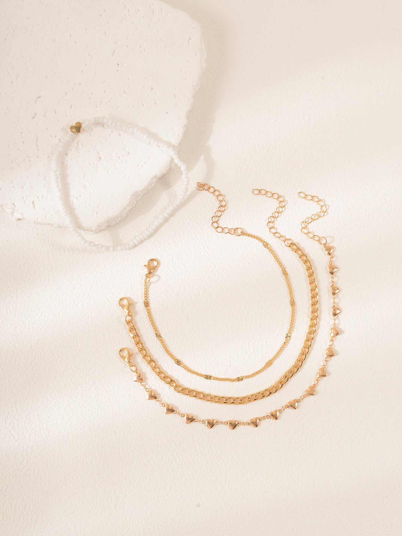 Heart Seed Bead Anklet Set with zinc alloy details | JL7345-01 | image 4