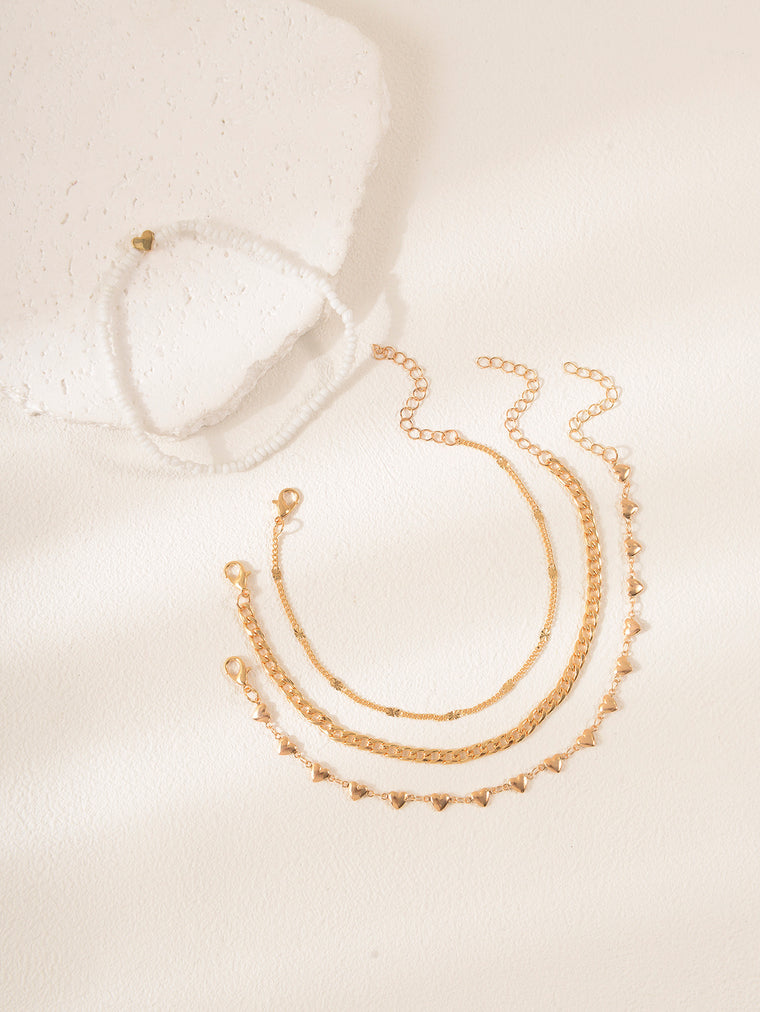 Heart Seed Bead Anklet Set with zinc alloy details | JL7345-01 | image 4