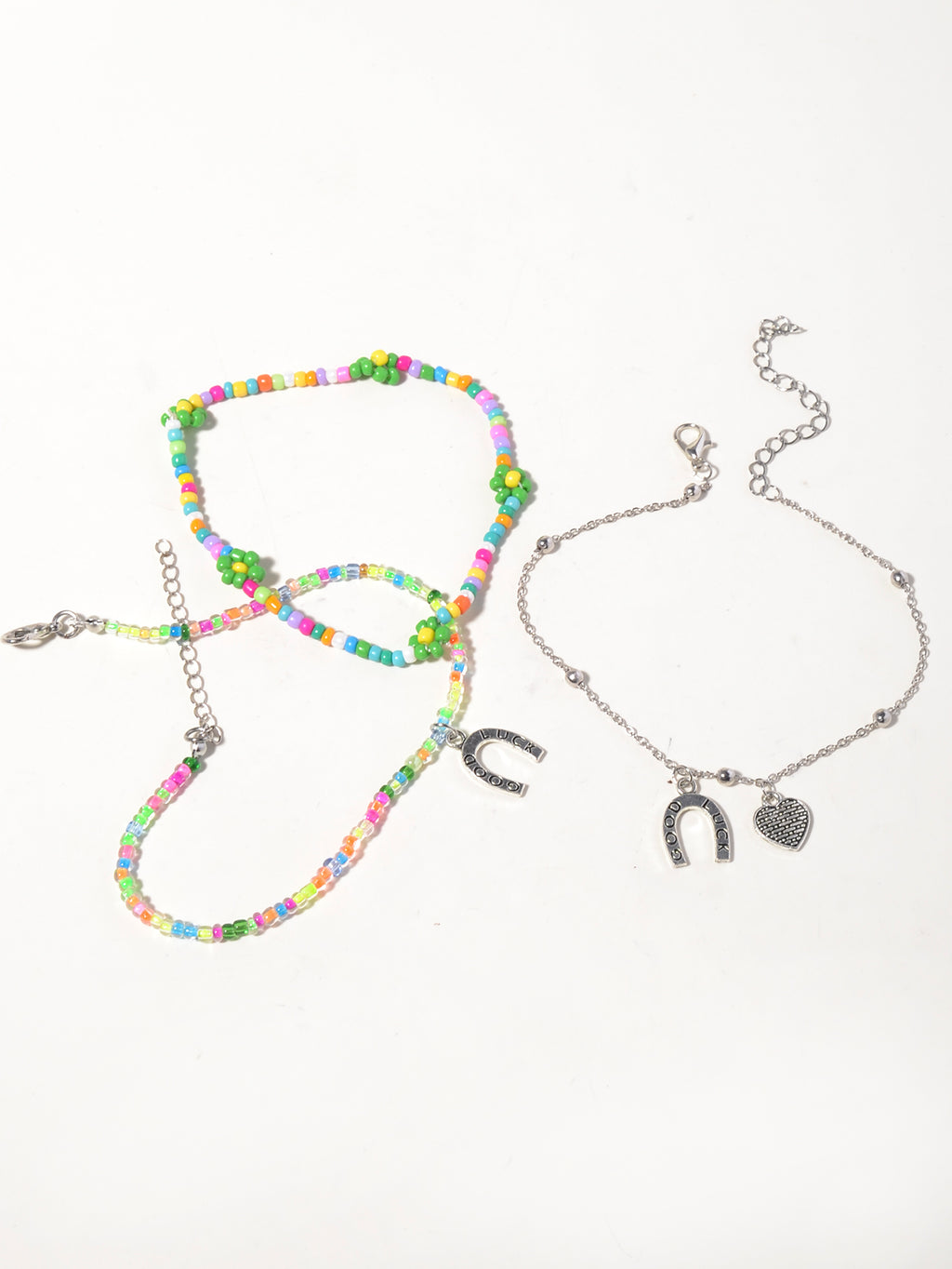 Beaded Daisy Anklet Set with glass and zinc alloy details | JL7222-01 | image 4