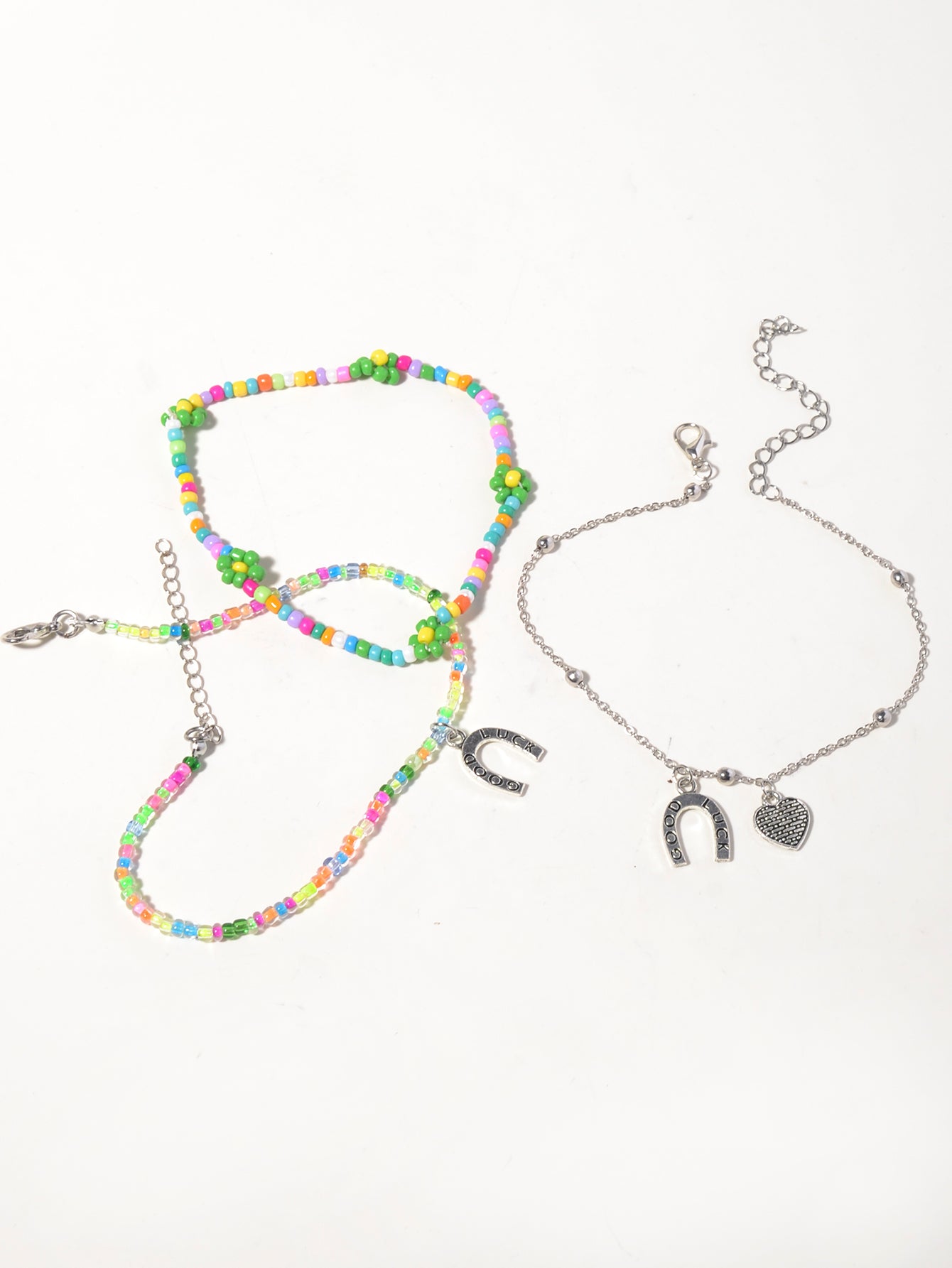 Beaded Daisy Anklet Set with glass and zinc alloy details | JL7222-01 | image 4