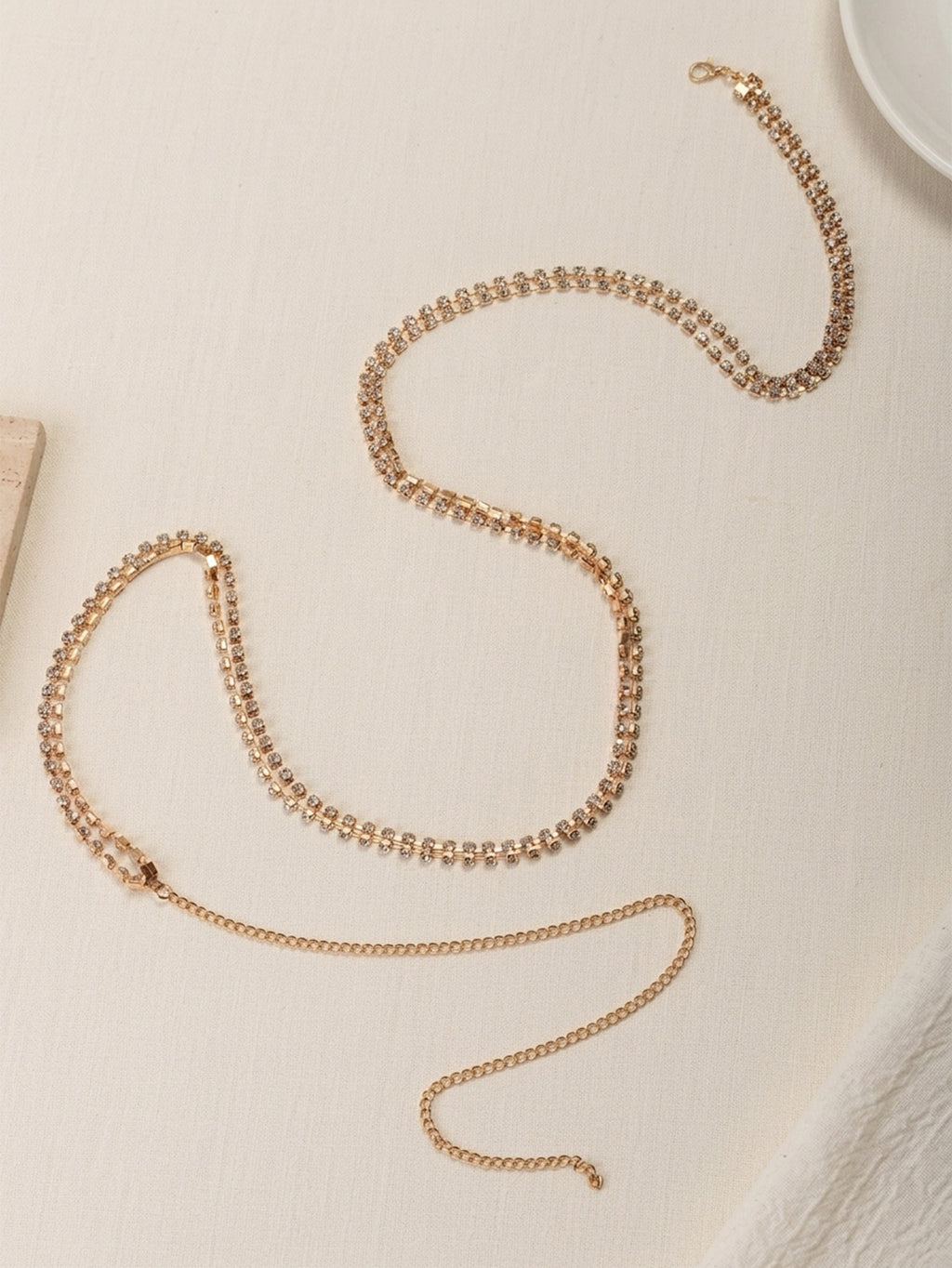 Gold-Tone Double-Layer Zircon Waist Chain with zinc-alloy details | BCN0282-01 | image 4