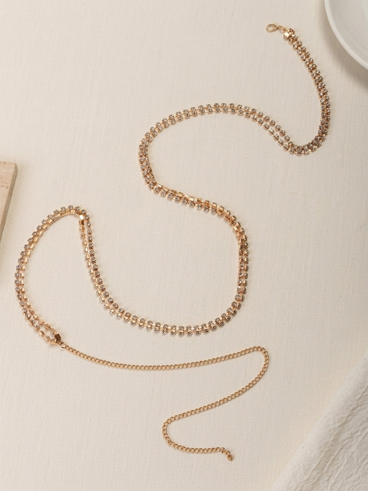 Gold-Tone Double-Layer Zircon Waist Chain with zinc-alloy details | BCN0282-01 | image 4