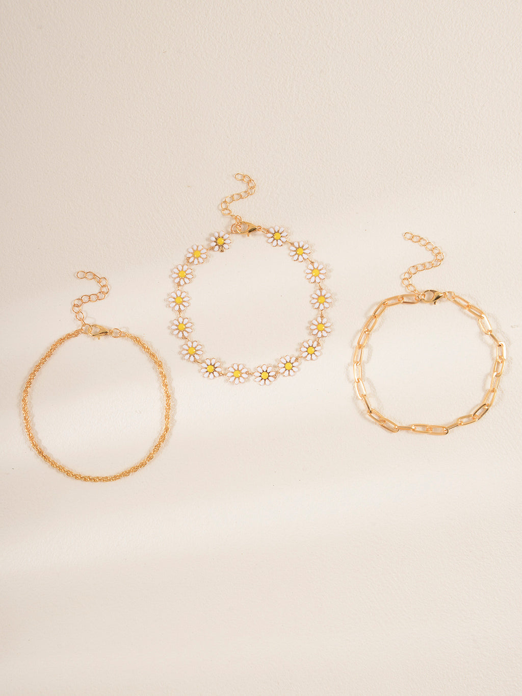 Gold-Tone Daisy Link Anklet Set with zinc alloy details | JL7368-01 | image 4