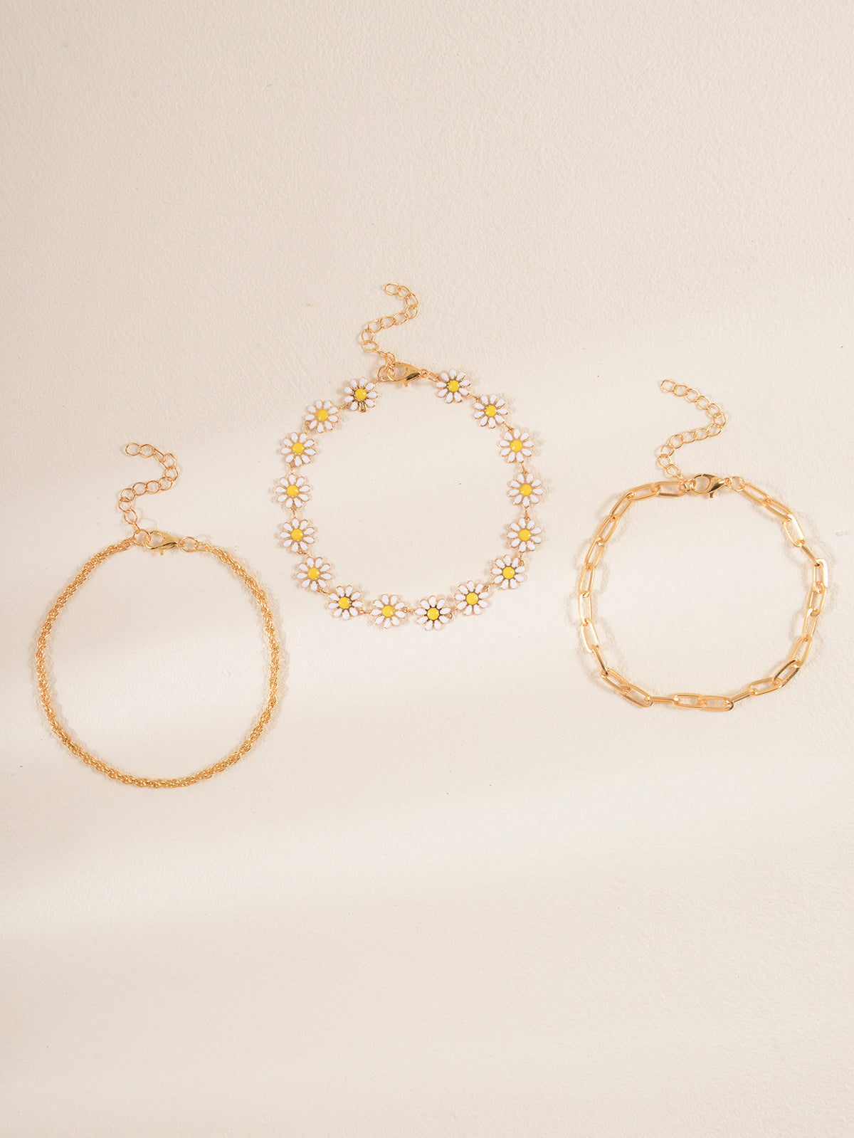 Gold-Tone Daisy Link Anklet Set with zinc alloy details | JL7368-01 | image 4
