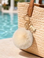 Beige pom-pom keychain with small tassel | KCA068-01 | image 4