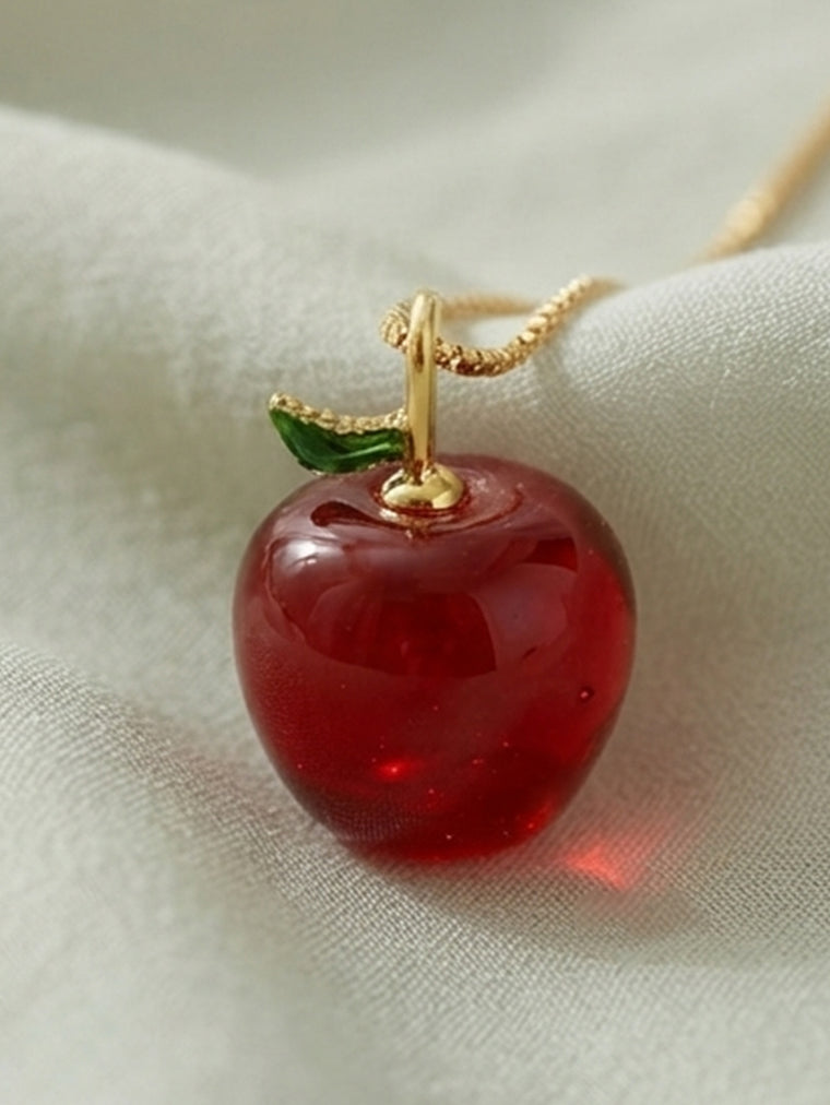 Red Apple Pendant Necklace with copper details | NA929-01 | image 4