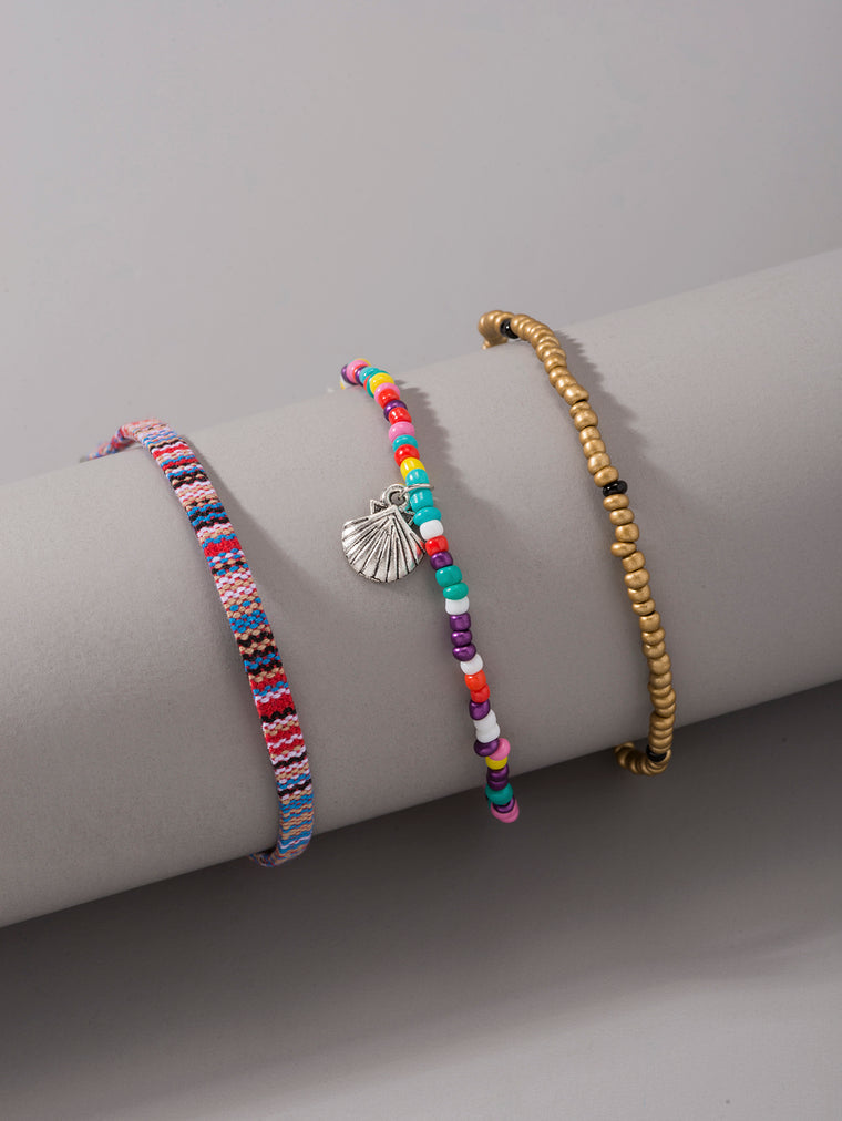 Shell Charm Cord Anklet Set with plastic details | JL7306-01 | image 4