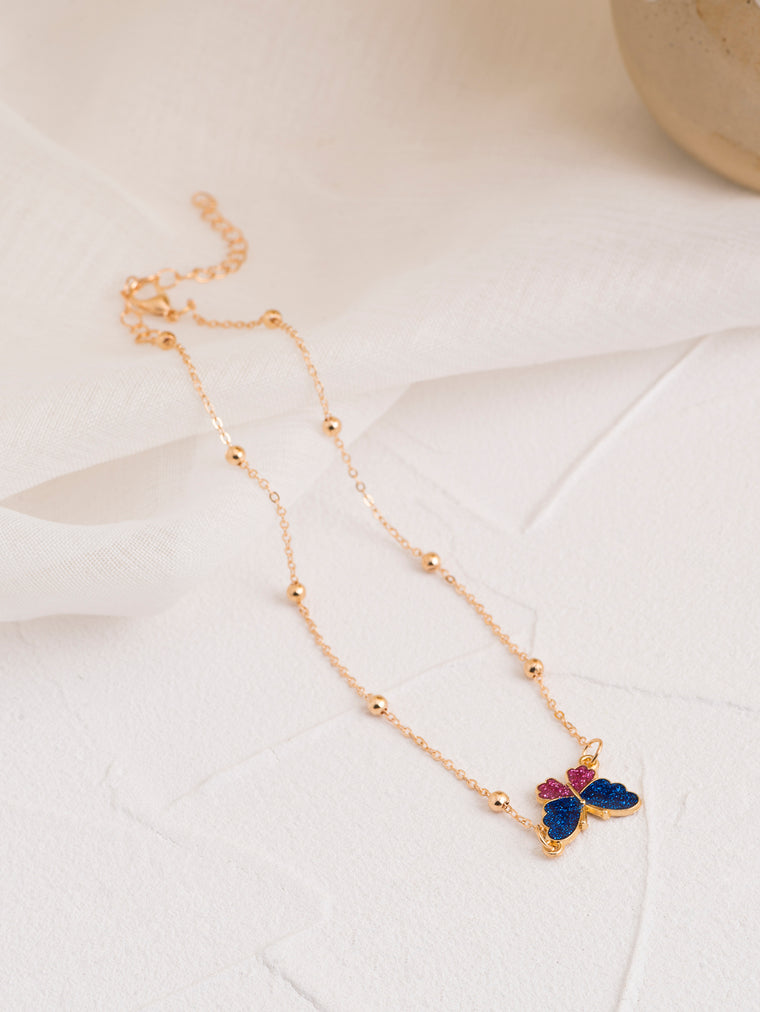 Royal Blue Butterfly Necklace with zinc-alloy hardware | NA333-05 | image 4