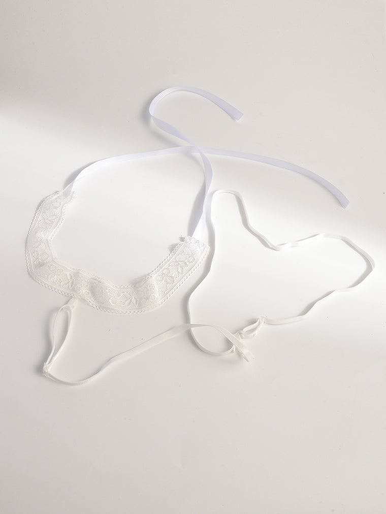 White Lace Garter Body Chain with polyester straps | BCN0759-01 | image 4