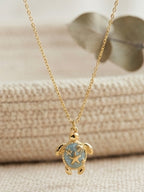 Gold-Tone Blue Turtle Pendant Necklace with zinc-alloy hardware | NA947-01 | image 4