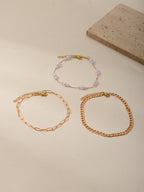 Faux Pearl Chain Anklet Set with zinc alloy details | JL7387-01 | image 4
