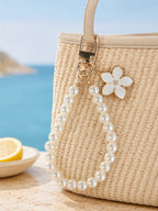 Flower charm keychain with faux pearl strand | KCA056-01 | image 4