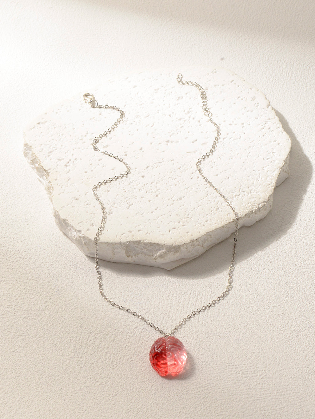 Red Brain Pendant Necklace with plastic components | NA721-01 | image 4