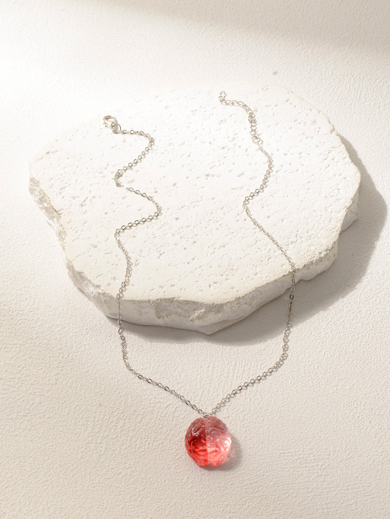 Red Brain Pendant Necklace with plastic components | NA721-01 | image 4