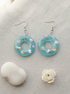 Blue pool float drop earrings in lightweight plastic | ERA641-01 | image 4