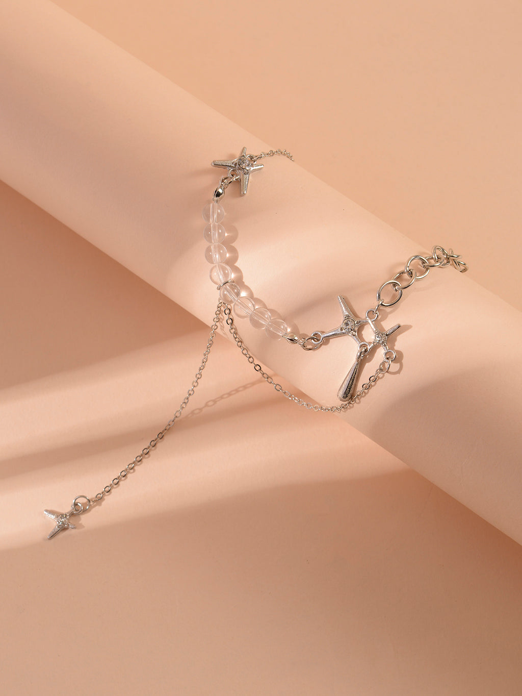 Silver-Tone Four-Point Star Necklace with zinc-alloy hardware | NA620-01 | image 4