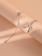 Silver-Tone Four-Point Star Necklace with zinc-alloy hardware | NA620-01 | image 4
