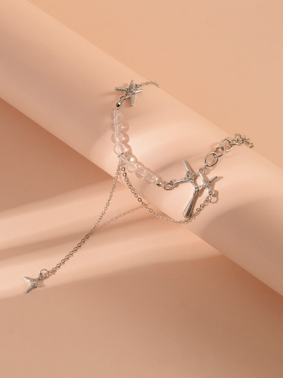 Silver-Tone Four-Point Star Necklace with zinc-alloy hardware | NA620-01 | image 4