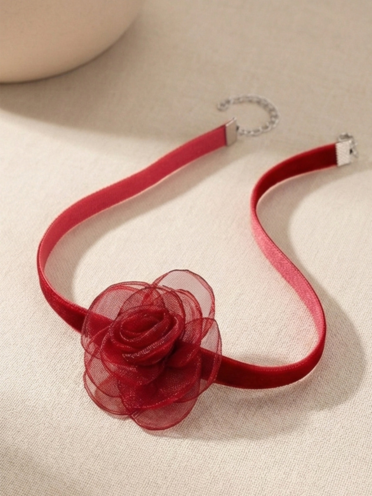 Red Velvet Flower Choker with polyester fabric | NA876-03 | image 4