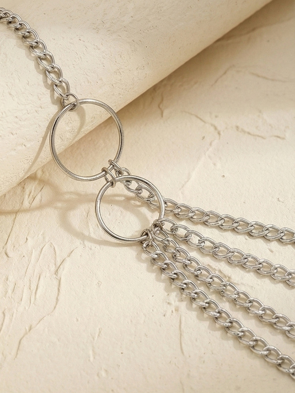 Silver-Tone Chunky Ring Tassel Waist Chain with zinc-alloy details | BCN0243-02 | image 4