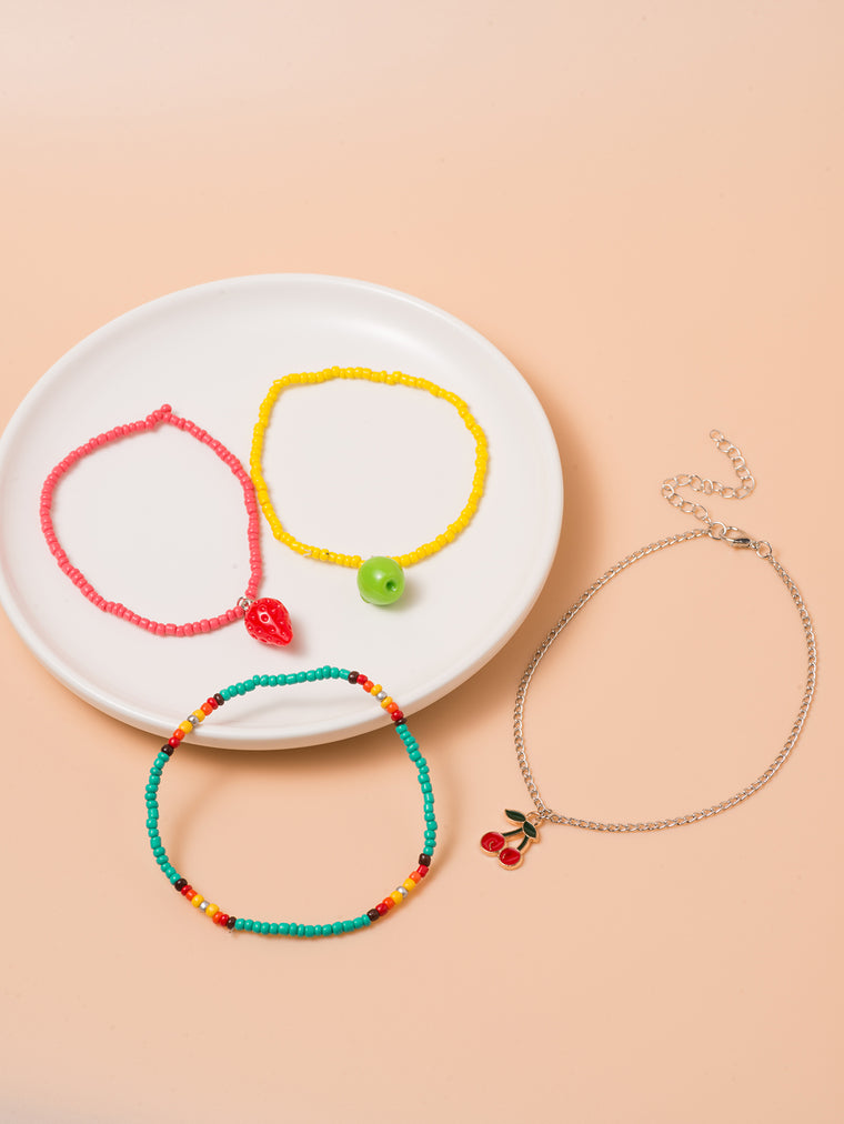 Fruit Charm Beaded Anklet Set with plastic and alloy details | JL7221-01 | image 4