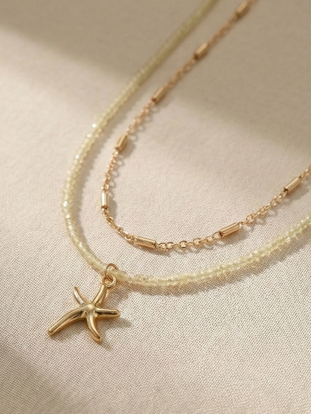 Gold-Tone Starfish Necklace Set with glass and zinc-alloy details | NA211-01 | image 4