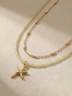 Gold-Tone Starfish Necklace Set with glass and zinc-alloy details | NA211-01 | image 4