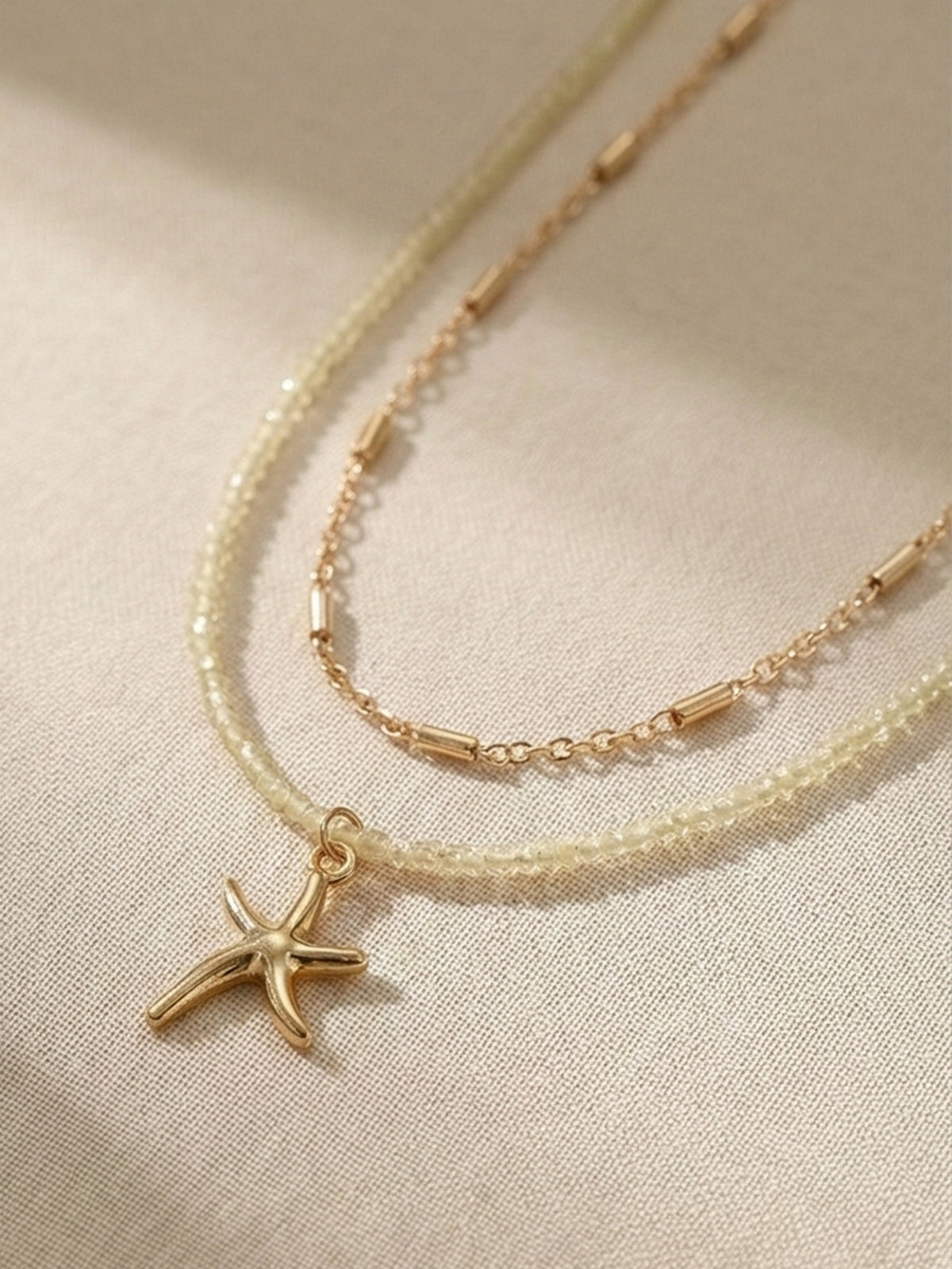 Gold-Tone Starfish Necklace Set with glass and zinc-alloy details | NA211-01 | image 4